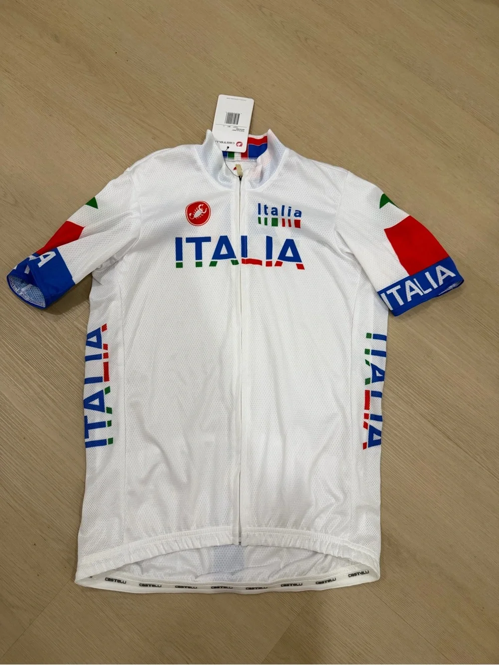 NWT Castelli Team Italia White Cycling Jersey Large Full Zip